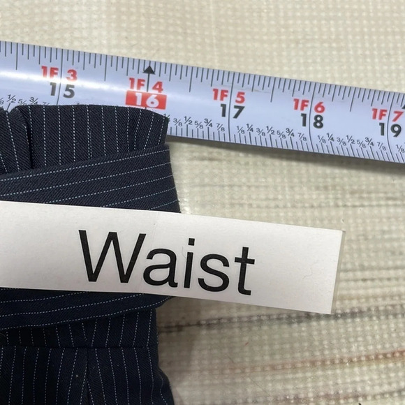 Oliver Bonas Skirt Paperbag Waist Blue Pinstripes Pockets Knee Length 14 - Picture 14 of 15